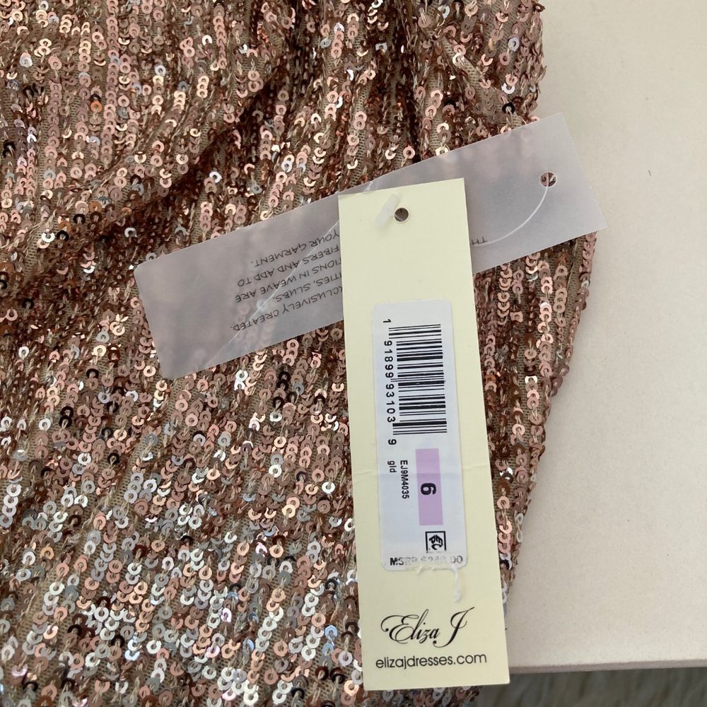 ELIZA J Sequined Zippered Halter Blouson Dress - Picture 7 of 14